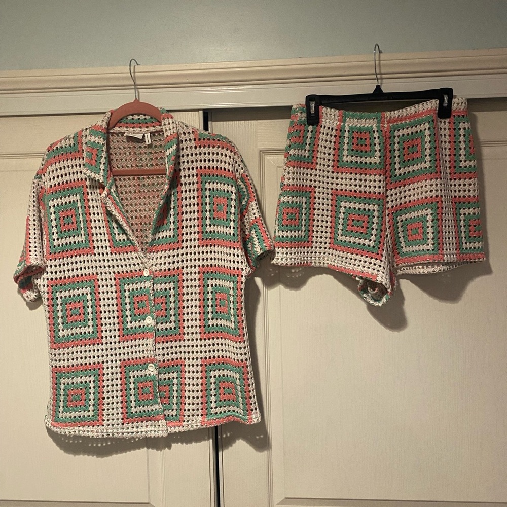 ASOS Multicolor Crochet Shorts and top